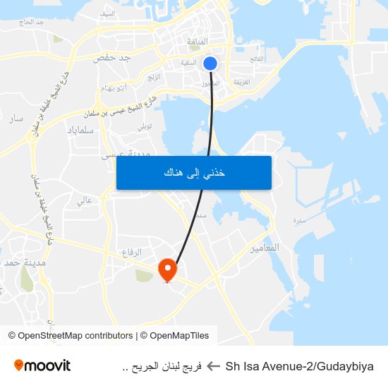 Sh Isa Avenue-2/Gudaybiya to فريج لبنان الجريح .. map
