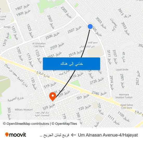 Um Alnasan Avenue-4/Hajeyat to فريج لبنان الجريح .. map