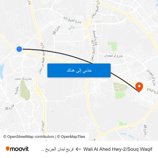 Wali Al Ahed Hwy-2/Souq Waqif to فريج لبنان الجريح .. map