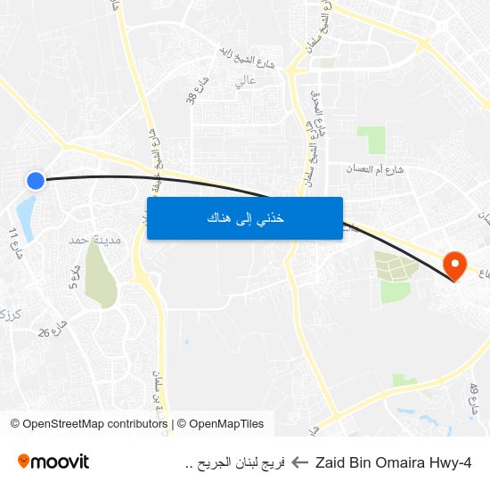Zaid Bin Omaira Hwy-4 to فريج لبنان الجريح .. map
