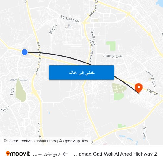 Madinat Hamad Gati-Wali Al Ahed Highway-2 to فريج لبنان الجريح .. map