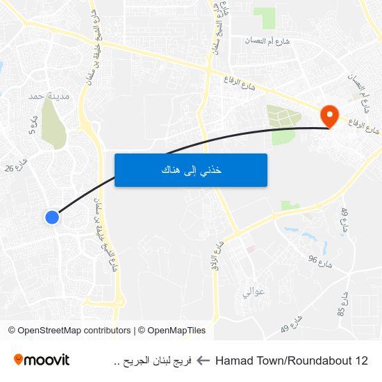 Hamad Town/Roundabout 12 to فريج لبنان الجريح .. map