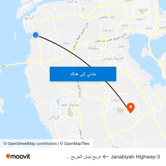 Janabiyah Highway-3 to فريج لبنان الجريح .. map