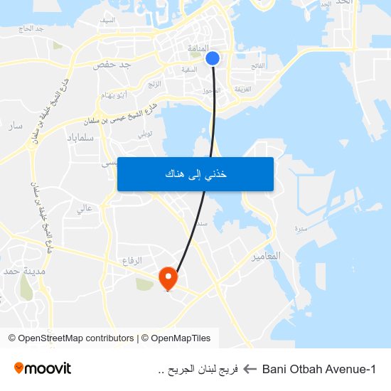 Bani Otbah Avenue-1 to فريج لبنان الجريح .. map