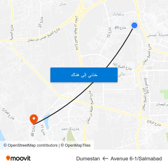 Avenue 6-1/Salmabad to Dumestan map