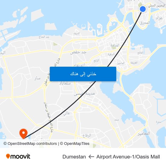 Airport Avenue-1/Oasis Mall to Dumestan map