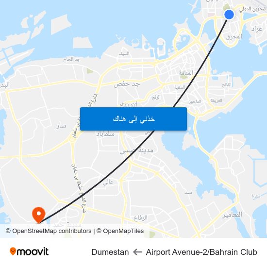 Airport Avenue-2/Bahrain Club to Dumestan map