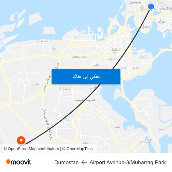 Airport Avenue-3/Muharraq Park to Dumestan map