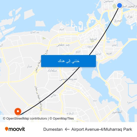 Airport Avenue-4/Muharraq Park to Dumestan map