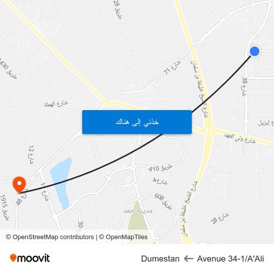 Avenue 34-1/A'Ali to Dumestan map