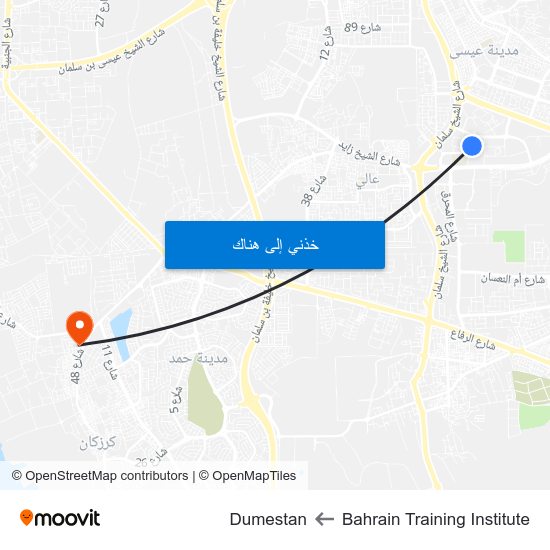 Bahrain Training Institute to Dumestan map