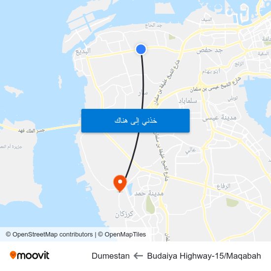 Budaiya Highway-15/Maqabah to Dumestan map