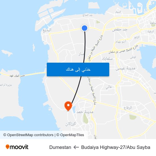 Budaiya Highway-27/Abu Sayba to Dumestan map