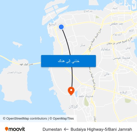 Budaiya Highway-5/Bani Jamrah to Dumestan map
