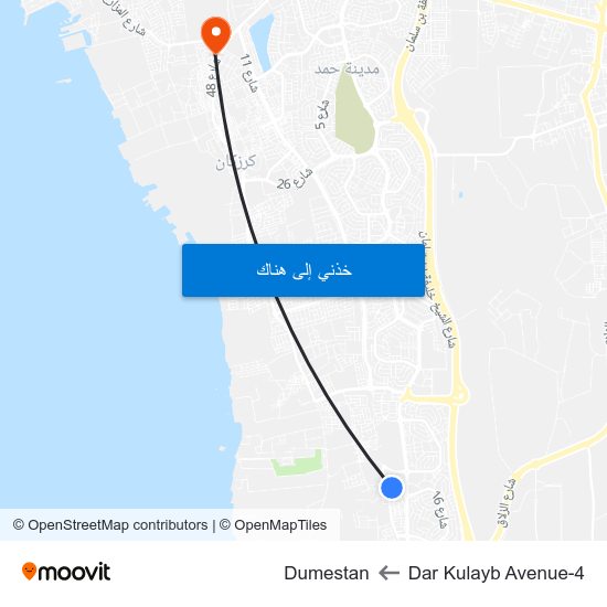 Dar Kulayb Avenue-4 to Dumestan map