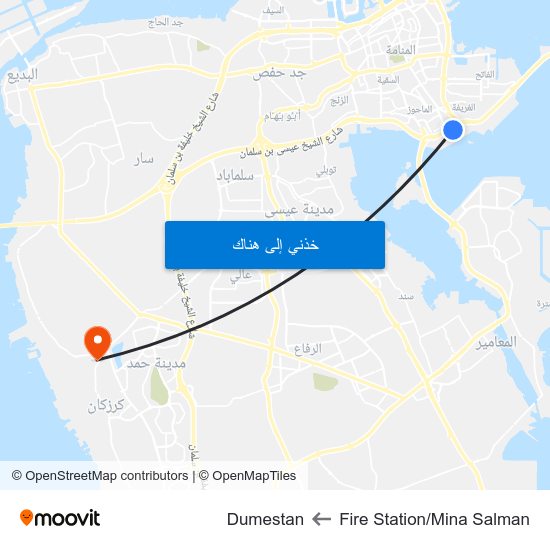 Fire Station/Mina Salman to Dumestan map