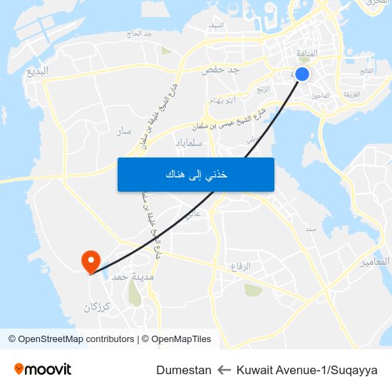 Kuwait Avenue-1/Suqayya to Dumestan map