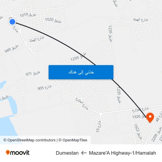 Mazare'A  Highway-1/Hamalah to Dumestan map
