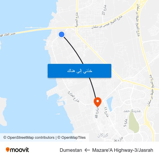 Mazare'A Highway-3/Jasrah to Dumestan map