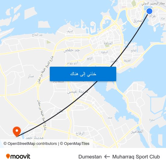 Muharraq Sport Club to Dumestan map