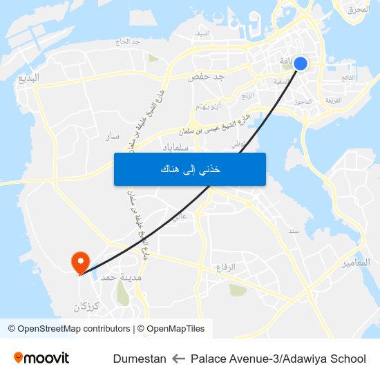Palace Avenue-3/Adawiya School to Dumestan map