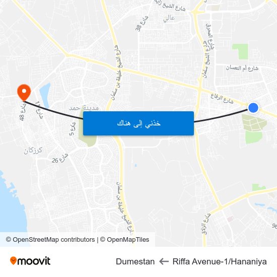 Riffa Avenue-1/Hananiya to Dumestan map