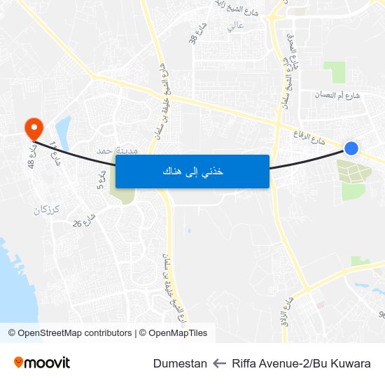 Riffa Avenue-2/Bu Kuwara to Dumestan map