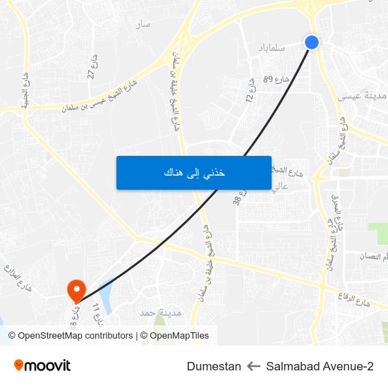 Salmabad Avenue-2 to Dumestan map