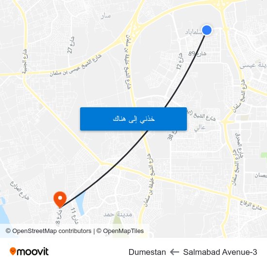 Salmabad Avenue-3 to Dumestan map