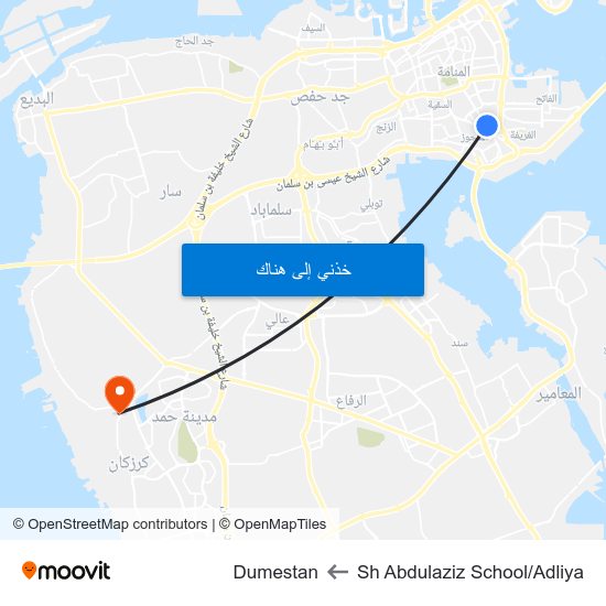 Sh Abdulaziz School/Adliya to Dumestan map