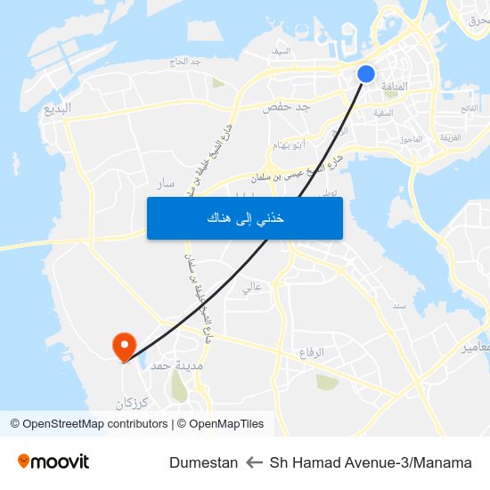 Sh Hamad Avenue-3/Manama to Dumestan map