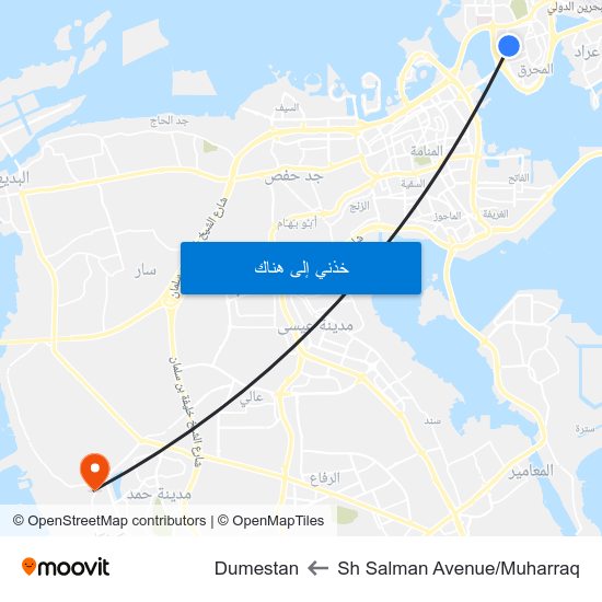 Sh Salman Avenue/Muharraq to Dumestan map