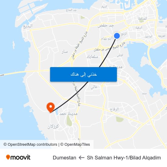 Sh Salman Hwy-1/Bilad Alqadim to Dumestan map