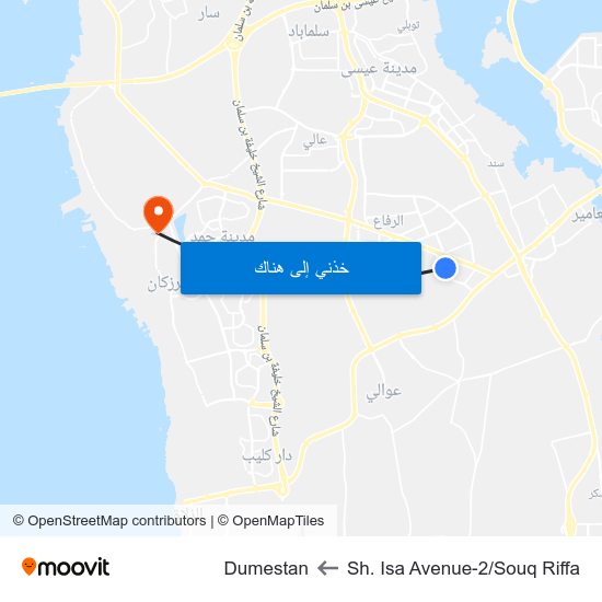 Sh. Isa Avenue-2/Souq Riffa to Dumestan map