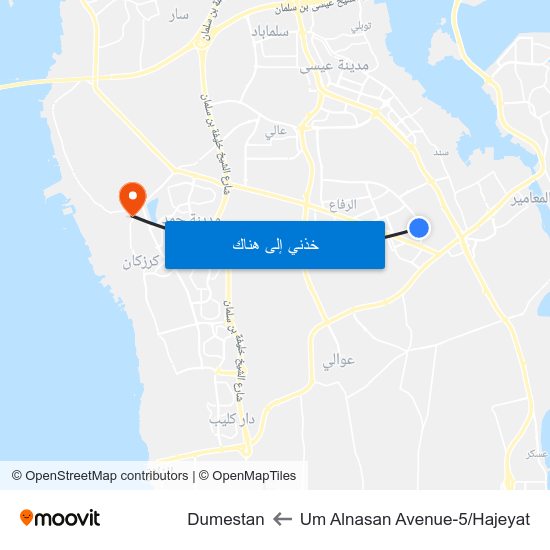Um Alnasan Avenue-5/Hajeyat to Dumestan map