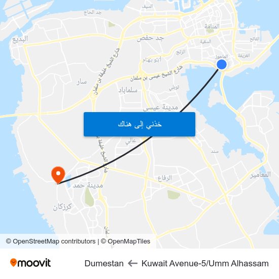 Kuwait Avenue-5/Umm Alhassam to Dumestan map