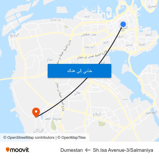 Sh.Isa Avenue-3/Salmaniya to Dumestan map