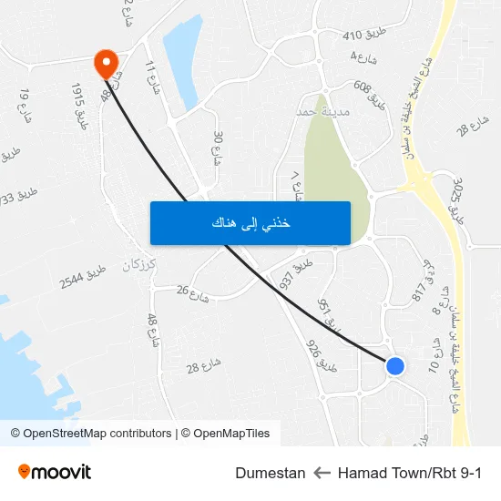 Hamad Town/Rbt 9-1 to Dumestan map