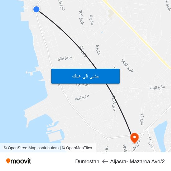 Aljasra- Mazarea Ave/2 to Dumestan map