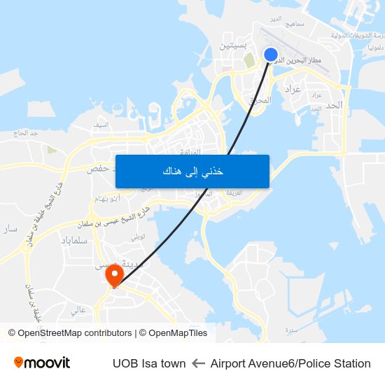 Airport Avenue6/Police Station to UOB Isa town map