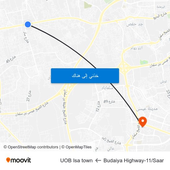 Budaiya Highway-11/Saar to UOB Isa town map