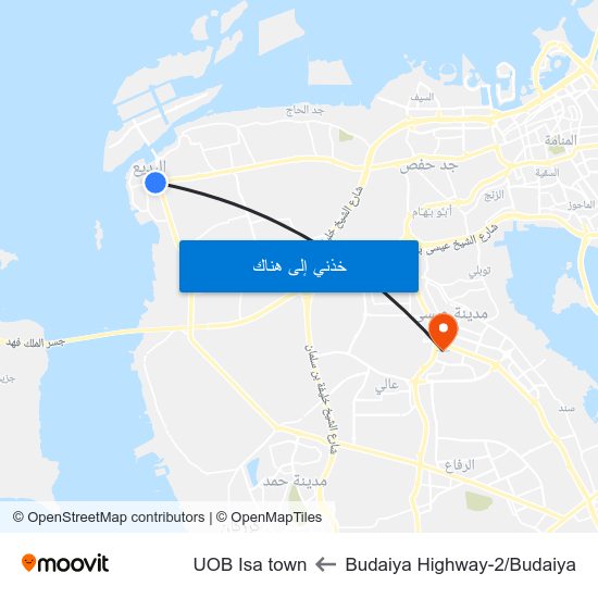 Budaiya Highway-2/Budaiya to UOB Isa town map
