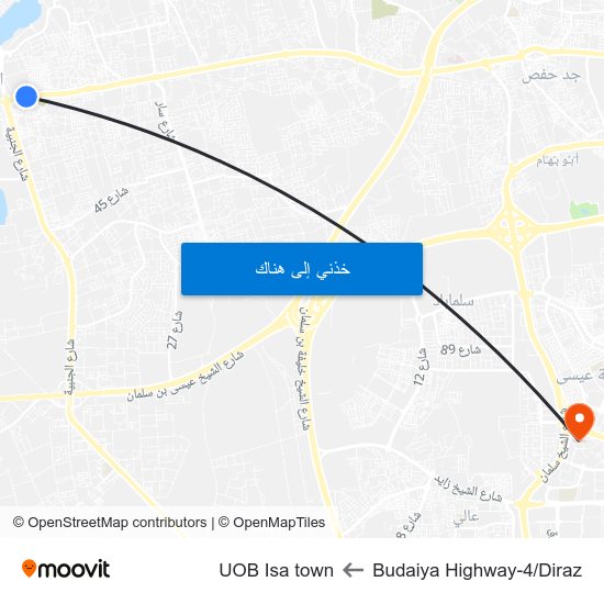Budaiya Highway-4/Diraz to UOB Isa town map