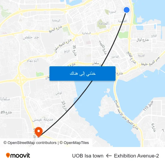 Exhibition Avenue-2 to UOB Isa town map