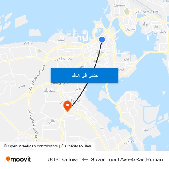 Government Ave-4/Ras Ruman to UOB Isa town map