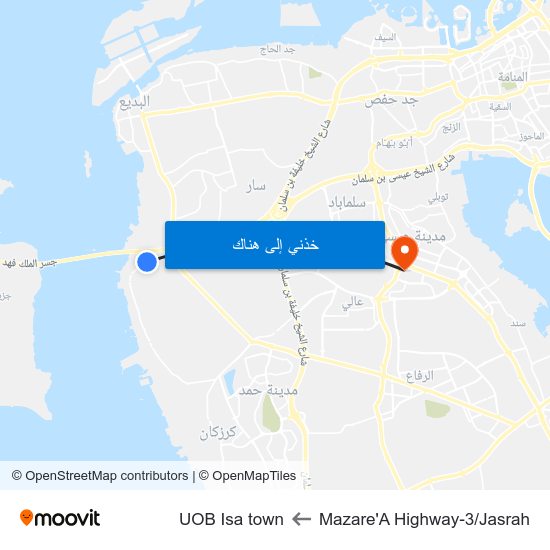 Mazare'A Highway-3/Jasrah to UOB Isa town map