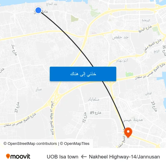 Nakheel Highway-14/Jannusan to UOB Isa town map