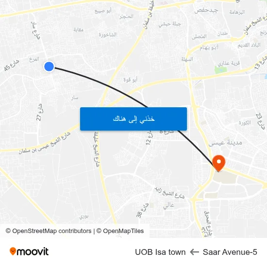 Saar Avenue-5 to UOB Isa town map