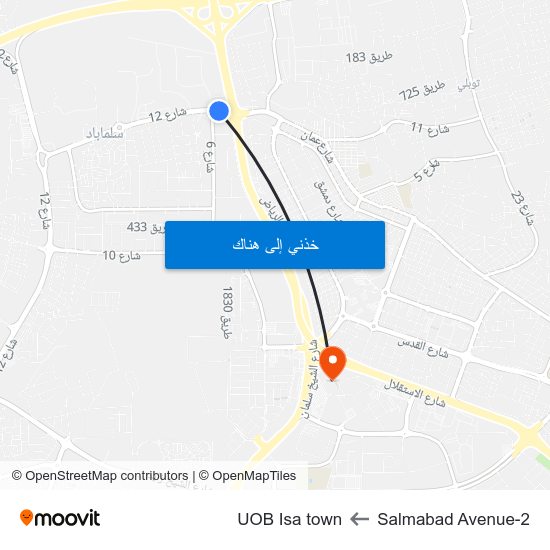 Salmabad Avenue-2 to UOB Isa town map