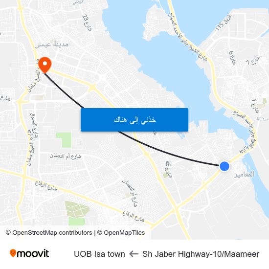Sh Jaber Highway-10/Maameer to UOB Isa town map